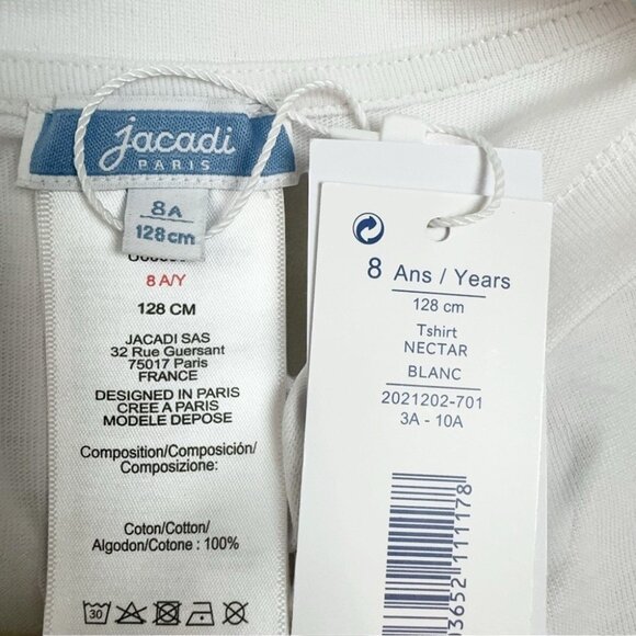 NWT Jacadi NWT White Graphic Print Cotton Tshirt Top - Picture 2 of 5